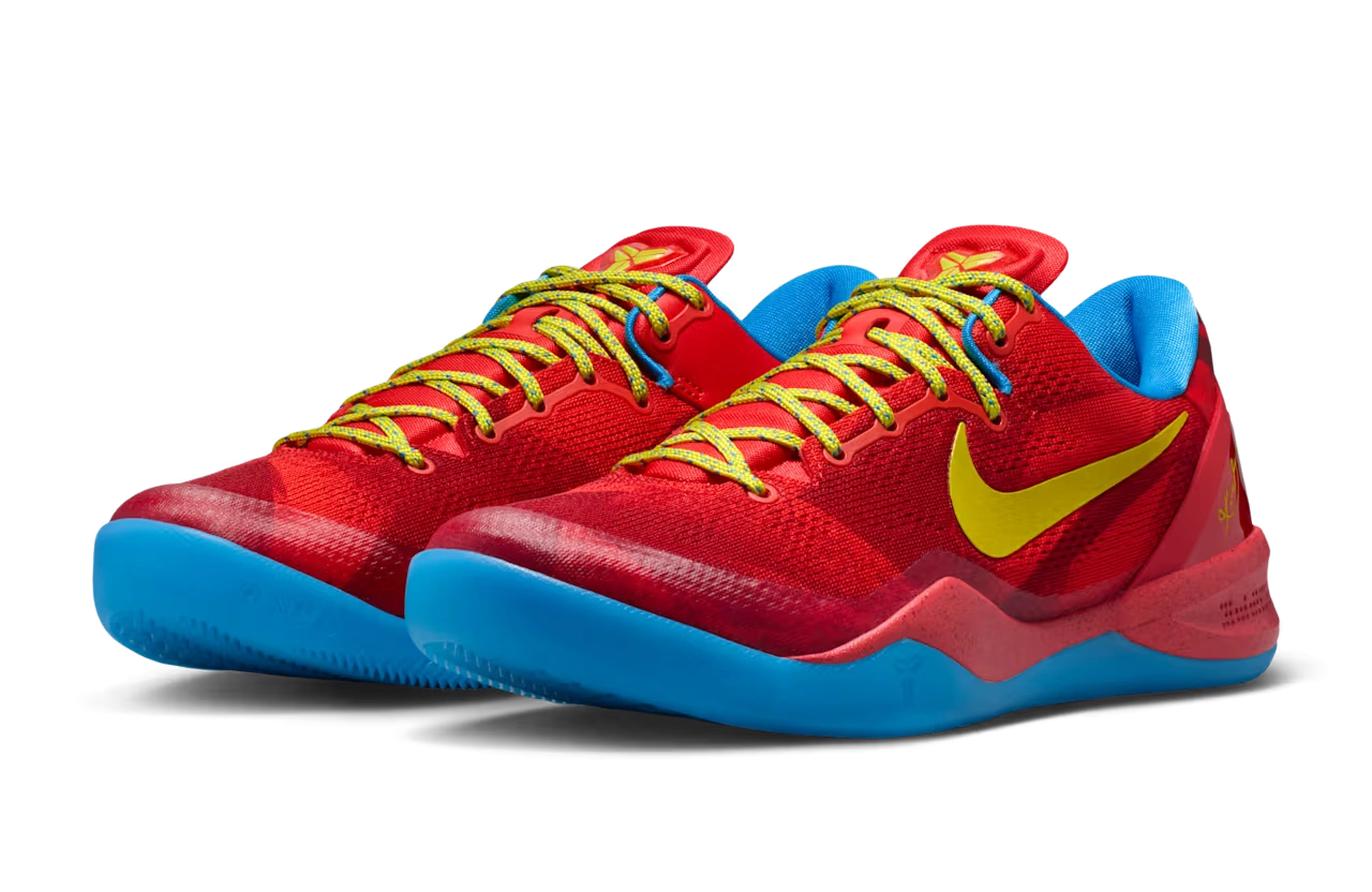 Nike Kobe VIII Protro Light Crimson Vivid Blue Bright Citron - Image 2