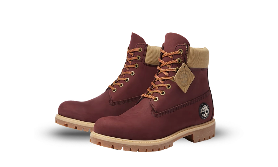 Timberland 6" Premium Waterproof Boot Burgundy Beige Nubuck - Image 1