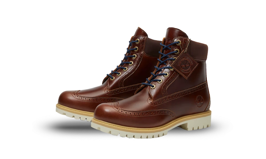 Timberland 6" Premium Brogue Boot Medium Brown Wingtip - Image 2