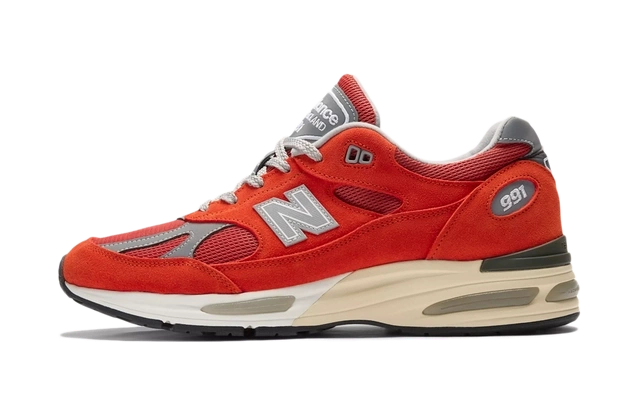 New Balance 991v2 MiUK Grenadine Fire Whirl product photo