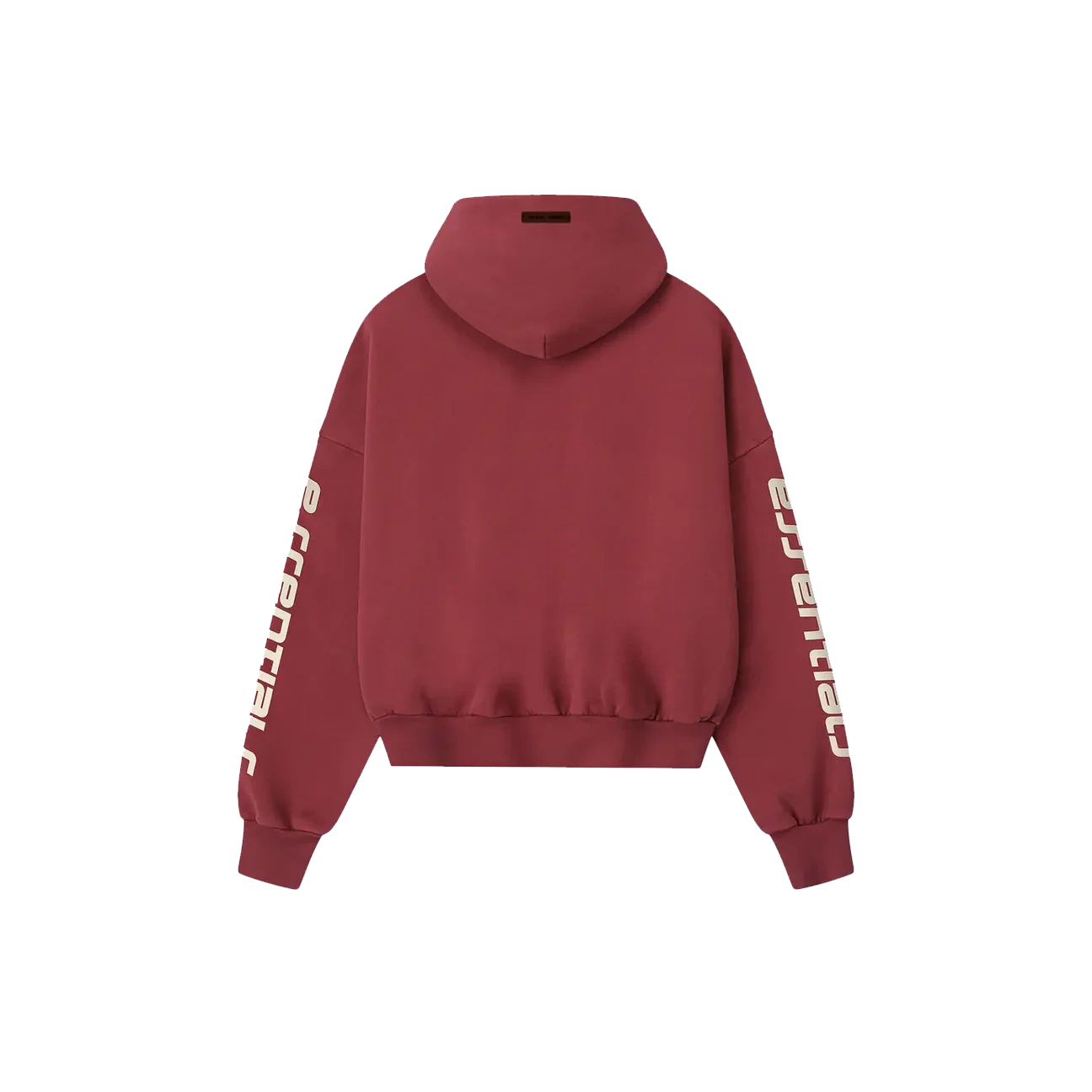 Fear of God Essentials Cropped Relaxed Hoodie Crimson - Image 1