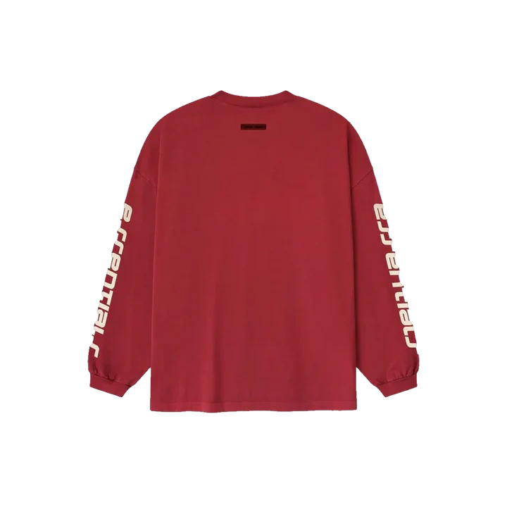 Fear of God Essentials 90's Long Sleeve Tee Crimson - Image 1