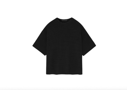 Fear of God Essentials Heavy Waffle Short Sleeve Crewneck Sweater Black