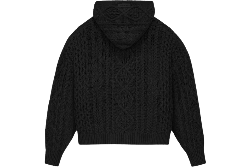 Fear of God Essentials Cable Knit Hoodie Jet Black - Image 1