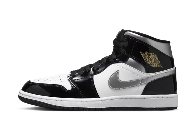 Photo du produit Jordan 1 Mid SE Patent Black White Metallic Silver Metallic Gold