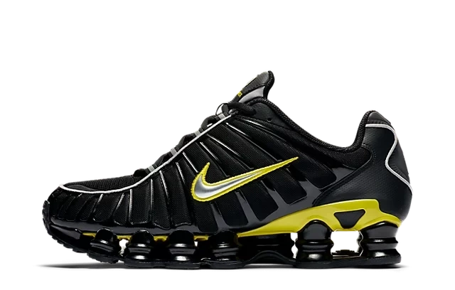 Nike Shox TL Black Dynamic Yellow Metallic Silver product photo