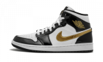 Jordan 1 Mid Patent Black White Gold