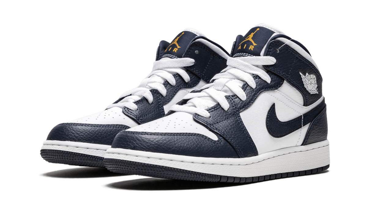 Jordan 1 Mid White Metallic Gold Obsidian (GS)