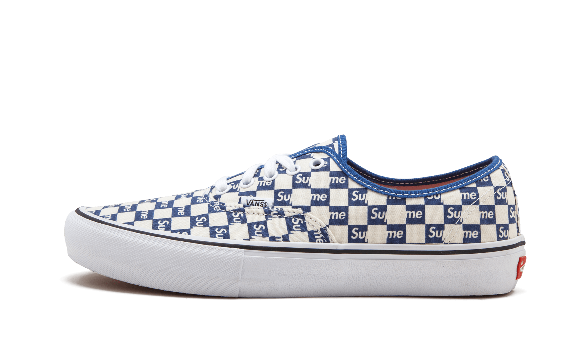 Vans Authentic Supreme Blue Checker Logo