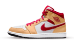 Jordan 1 Mid Light Curry Cardinal