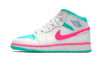 Jordan 1 Mid White Pink Green Soar (GS)