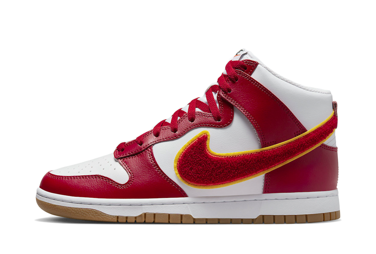 Nike Dunk High Chenille Swoosh White Gym Red