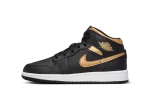 Jordan 1 Mid Black Metallic Gold Swoosh (GS)