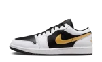 Jordan 1 Low White Black Metallic Gold Swoosh