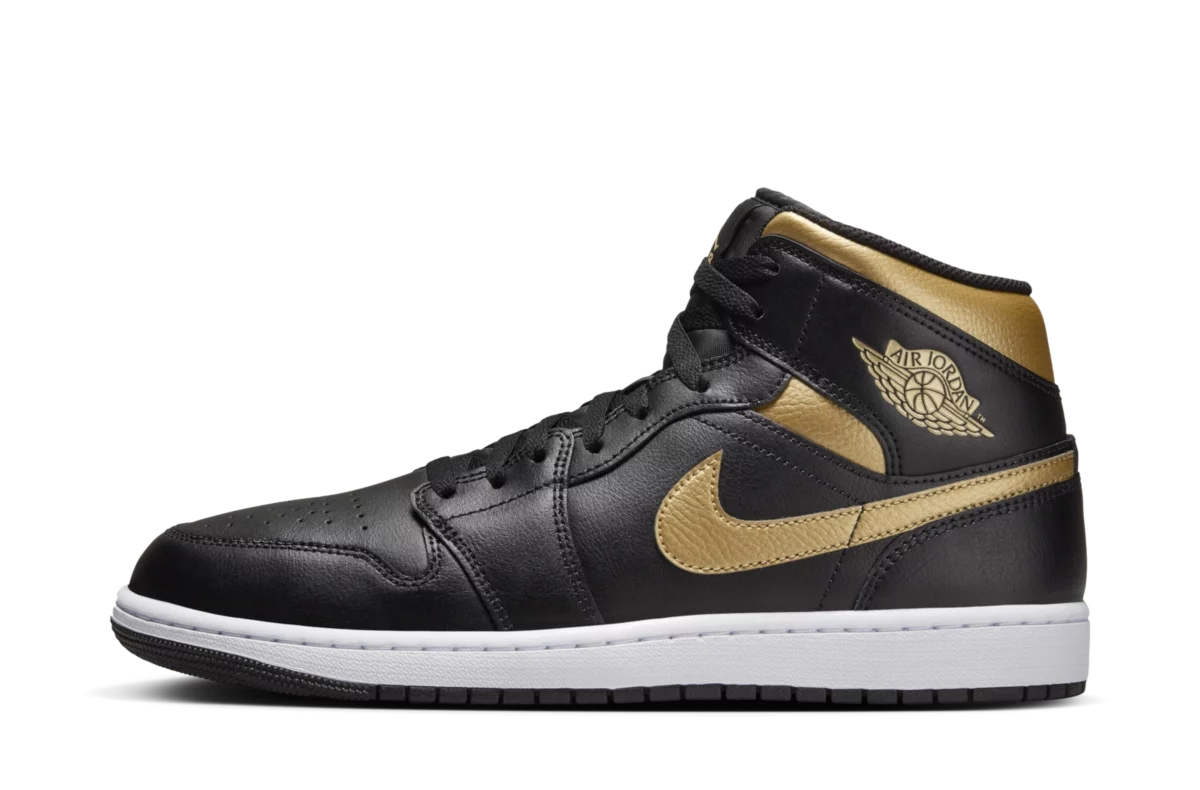 Jordan 1 Mid Black Metallic Gold