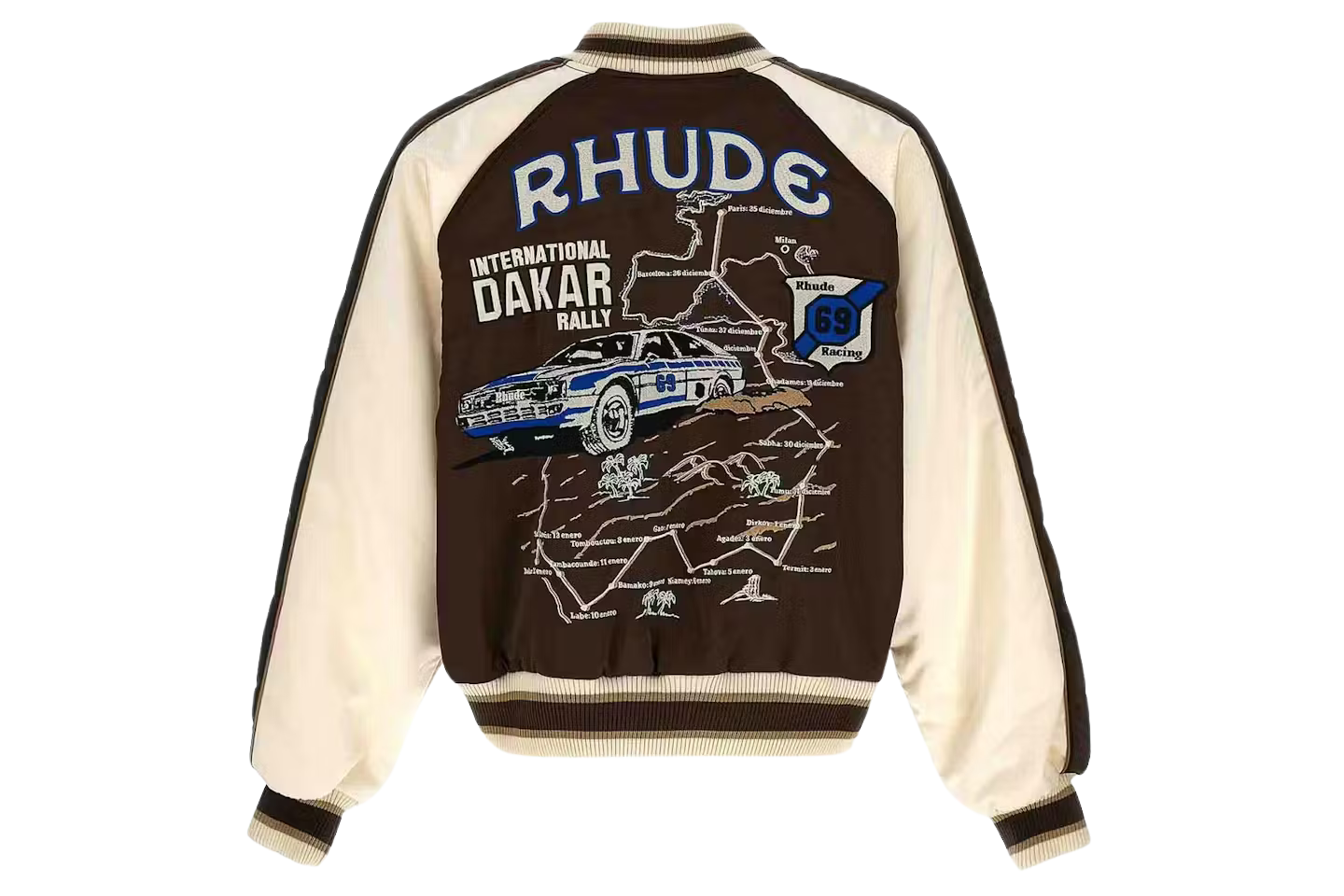 Rhude Crepe Satin Souvenier Jacket Brown/Cream